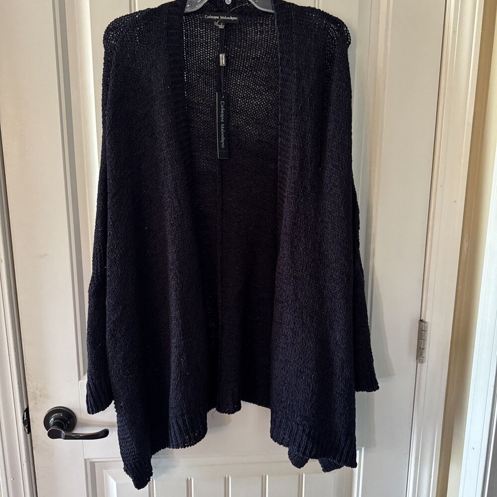 NWT Catherine Malandrino Open Front Blue Cardigan Sweater 3/4 Sleeve Small